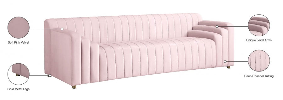 Naya Pink Velvet Sofa from Meridian - Luna Furniture