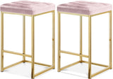 Nicola Pink Velvet Counter Stool, Set of 2 from Meridian - Luna Furniture