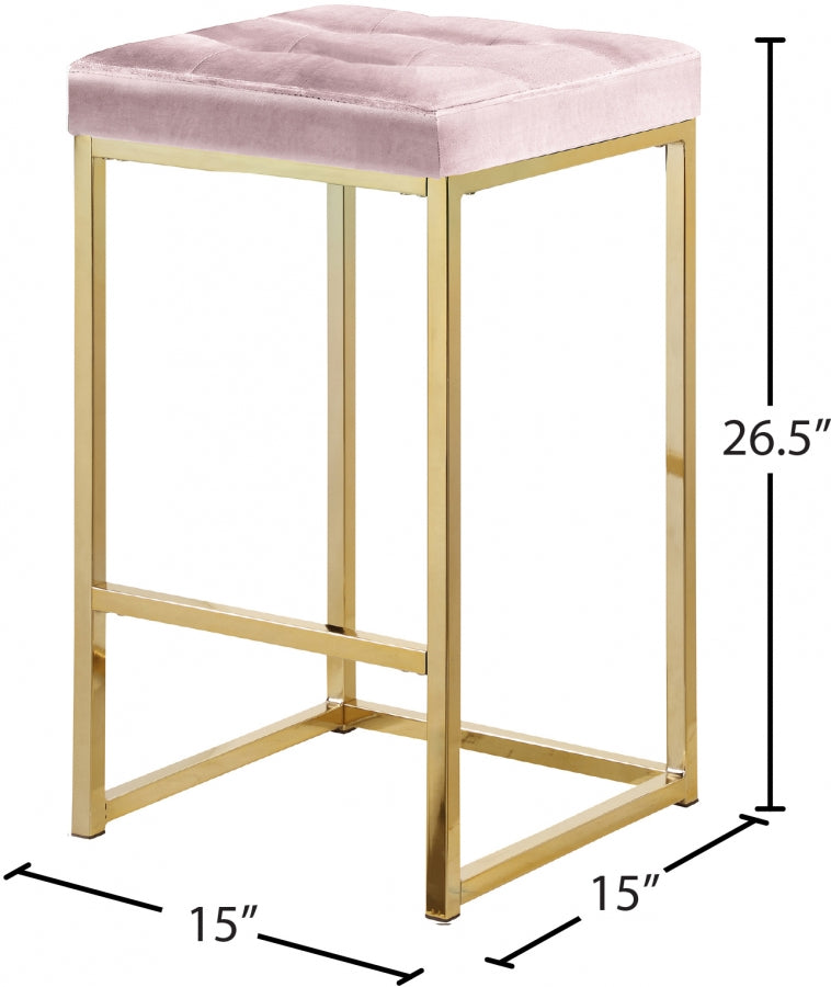 Nicola Pink Velvet Counter Stool, Set of 2 from Meridian - Luna Furniture