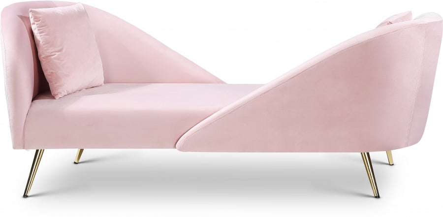 Nolan Pink Velvet Chaise from Meridian - Luna Furniture