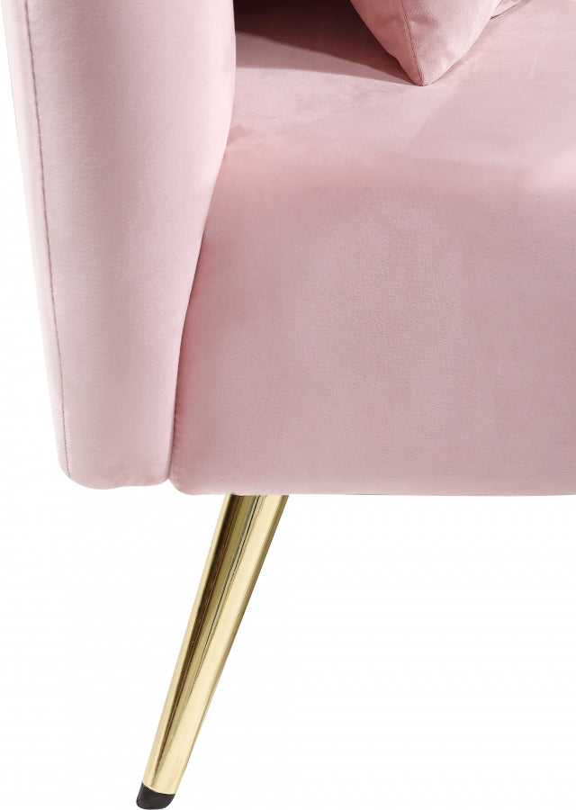 Nolan Pink Velvet Chaise from Meridian - Luna Furniture