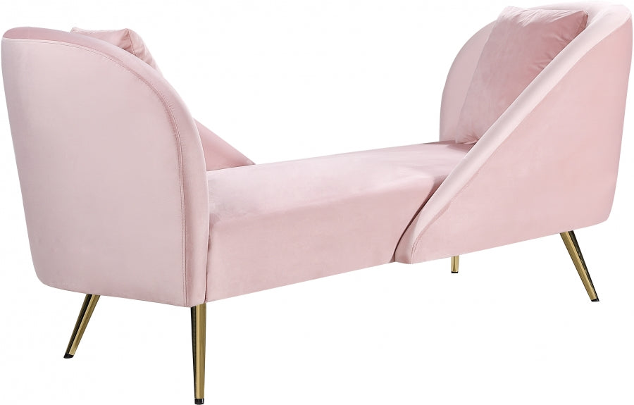 Nolan Pink Velvet Chaise from Meridian - Luna Furniture