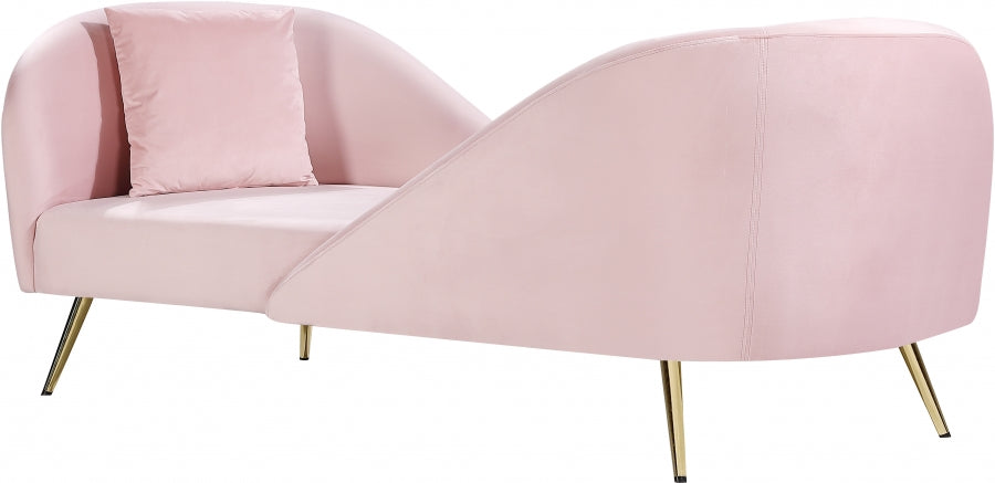 Nolan Pink Velvet Chaise from Meridian - Luna Furniture