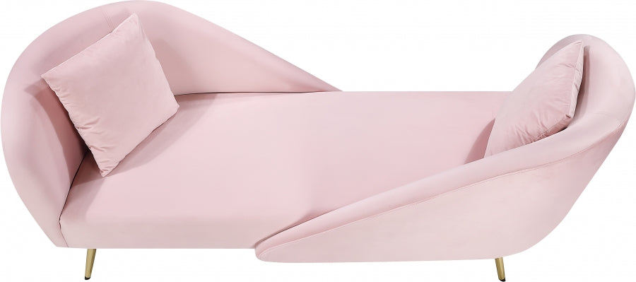 Nolan Pink Velvet Chaise from Meridian - Luna Furniture