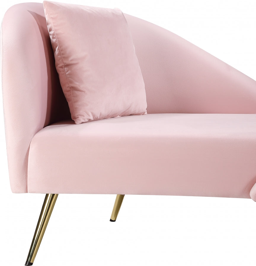 Nolan Pink Velvet Chaise from Meridian - Luna Furniture