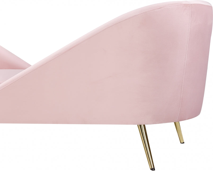 Nolan Pink Velvet Chaise from Meridian - Luna Furniture