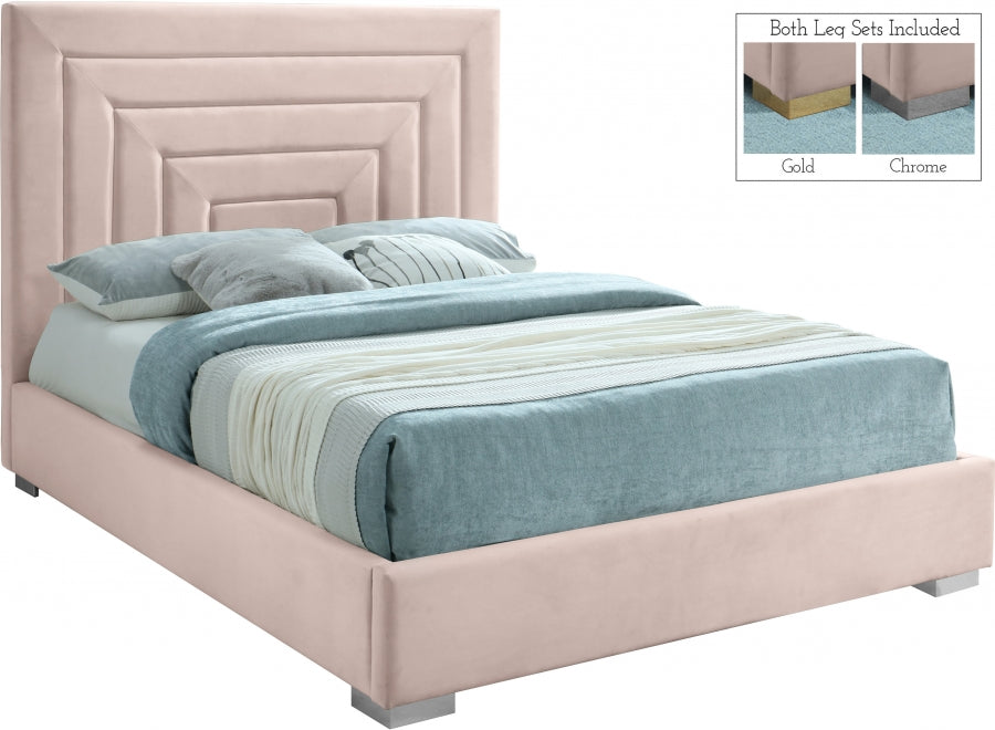 Nora Pink Velvet King Bed from Meridian - Luna Furniture