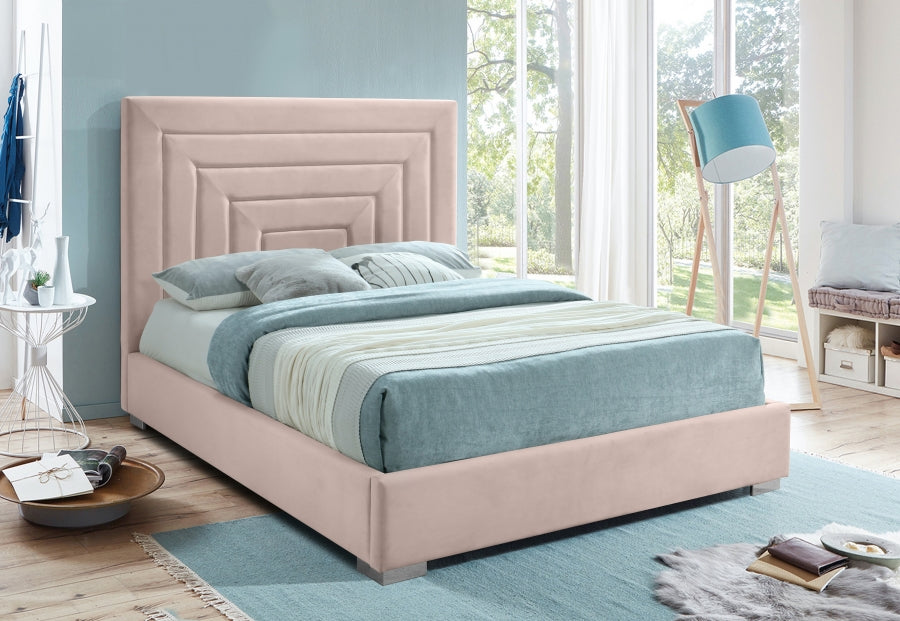 Nora Pink Velvet King Bed from Meridian - Luna Furniture