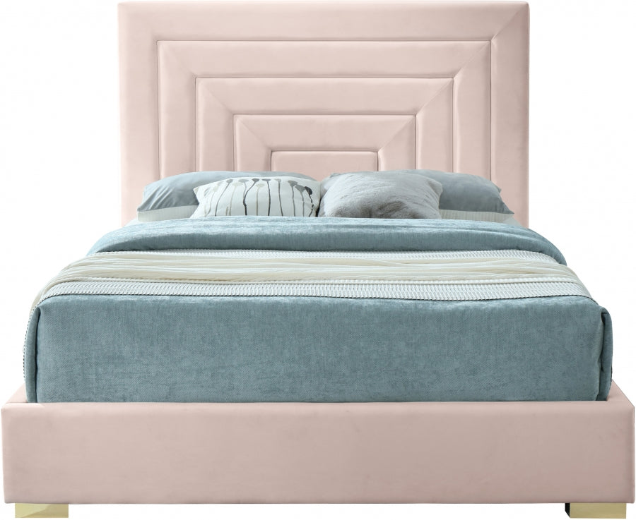 Nora Pink Velvet King Bed from Meridian - Luna Furniture