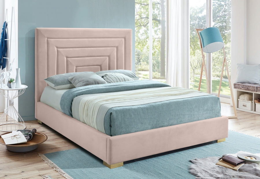 Nora Pink Velvet Queen Bed from Meridian - Luna Furniture