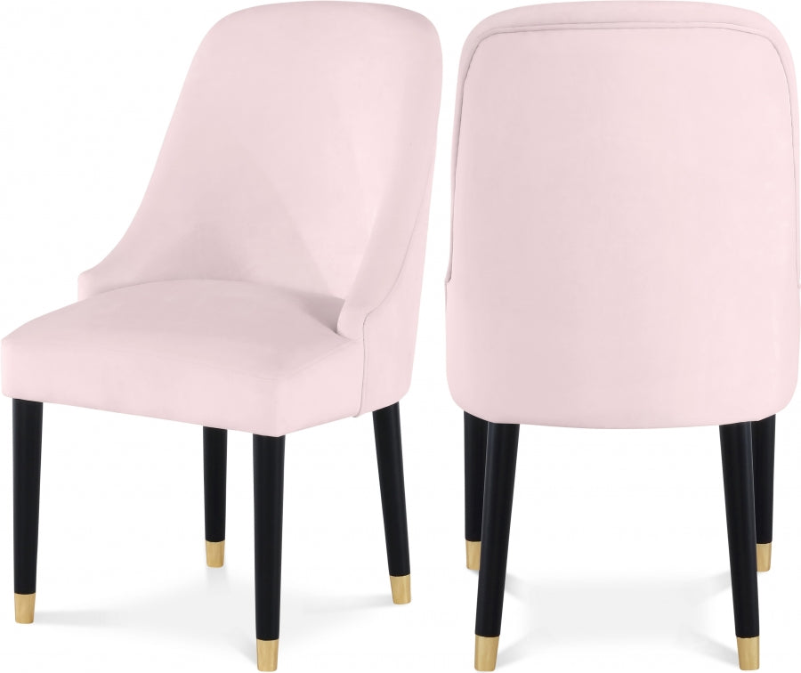 Omni Pink Velvet Dining Chair, Set of 2 from Meridian - Luna Furniture