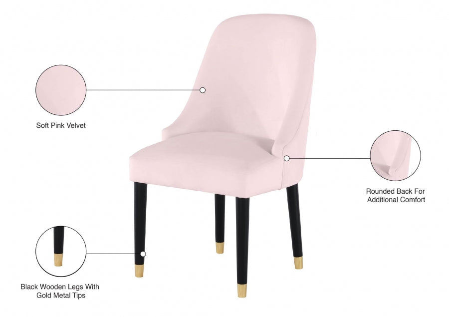 Omni Pink Velvet Dining Chair, Set of 2 from Meridian - Luna Furniture