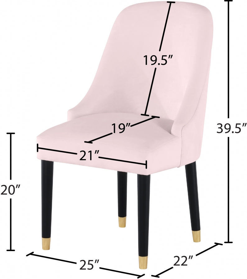 Omni Pink Velvet Dining Chair, Set of 2 from Meridian - Luna Furniture