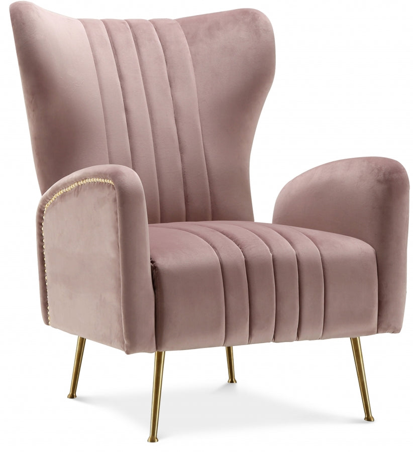 Opera Pink Velvet Accent Chair from Meridian - Luna Furniture