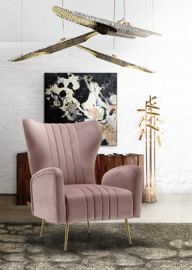 Opera Pink Velvet Accent Chair from Meridian - Luna Furniture