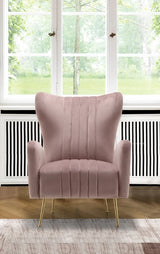 Opera Pink Velvet Accent Chair from Meridian - Luna Furniture