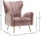 Opera Pink Velvet Accent Chair from Meridian - Luna Furniture