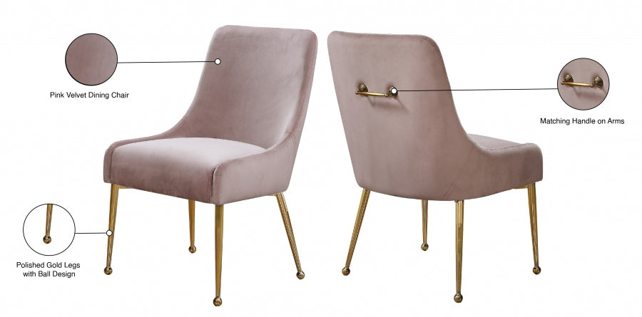 Owen Pink Velvet Dining Chair, Set of 2 from Meridian - Luna Furniture