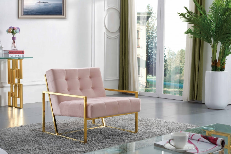 Pierre Pink Velvet Accent Chair from Meridian - Luna Furniture