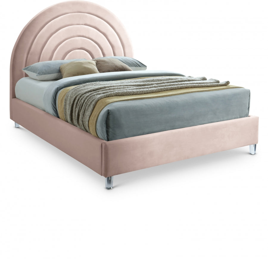 Rainbow Pink Velvet Full Bed from Meridian - Luna Furniture