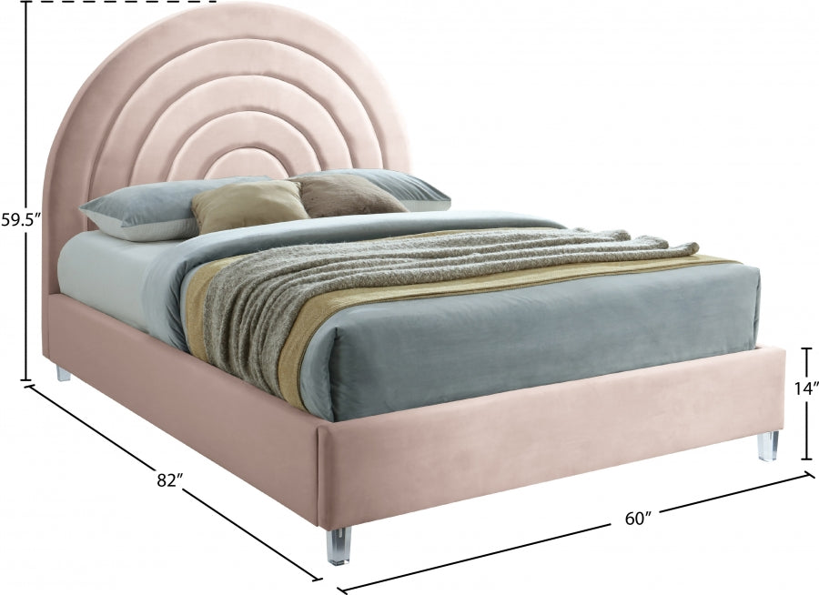 Rainbow Pink Velvet Full Bed from Meridian - Luna Furniture