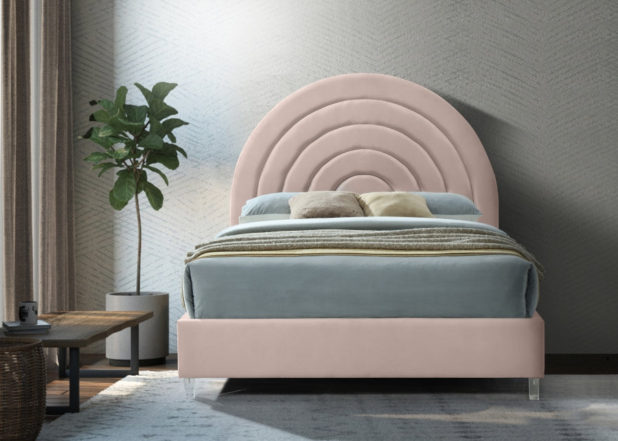 Rainbow Pink Velvet Full Bed from Meridian - Luna Furniture