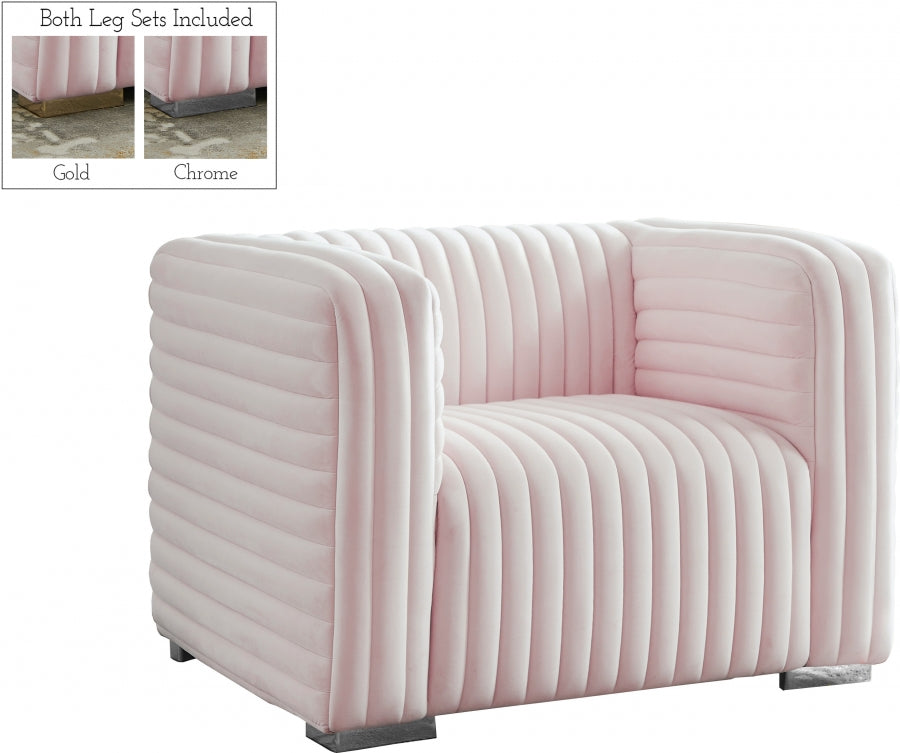 Ravish Pink Velvet Chair from Meridian - Luna Furniture