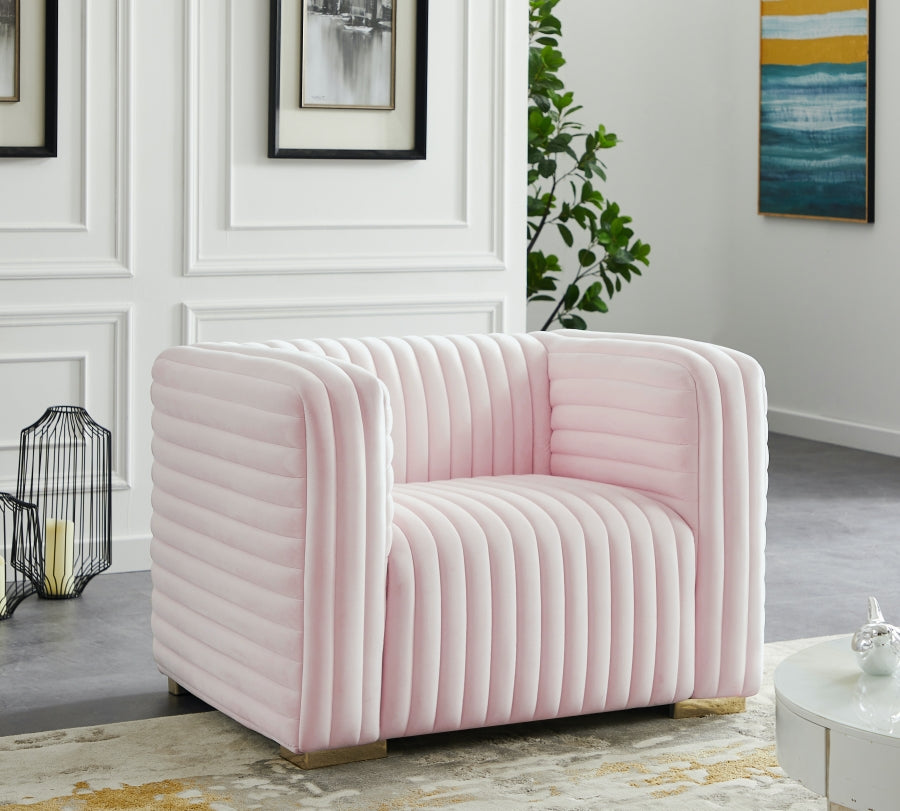 Ravish Pink Velvet Chair from Meridian - Luna Furniture