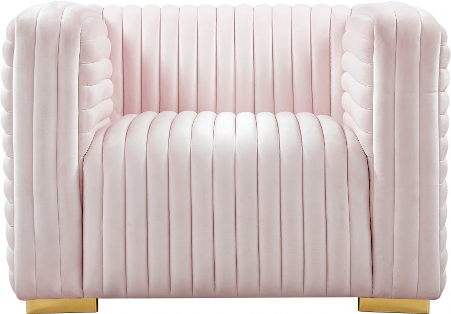 Ravish Pink Velvet Chair from Meridian - Luna Furniture