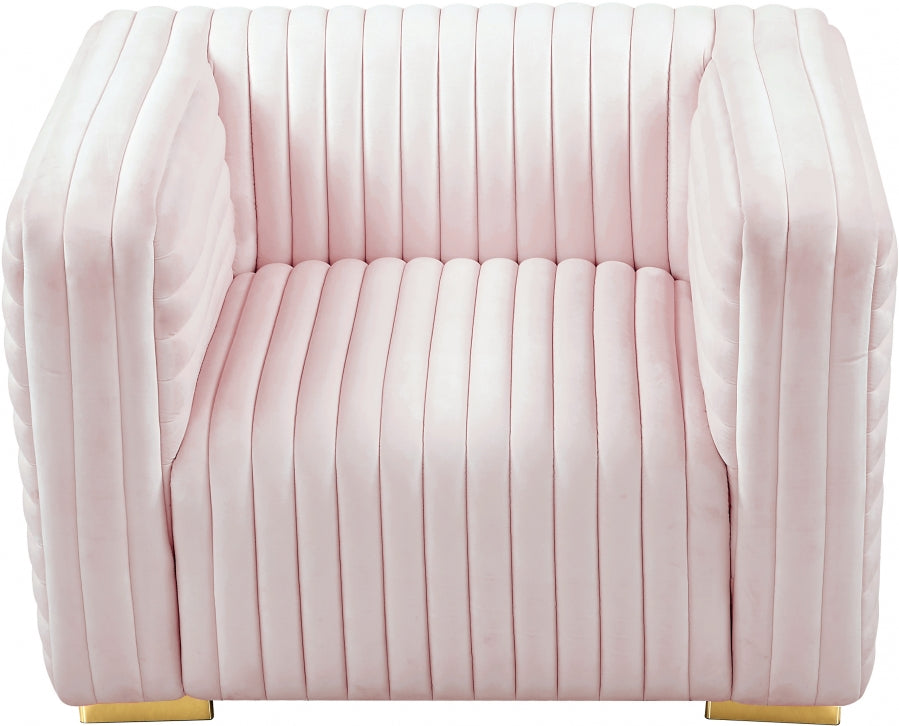 Ravish Pink Velvet Chair from Meridian - Luna Furniture