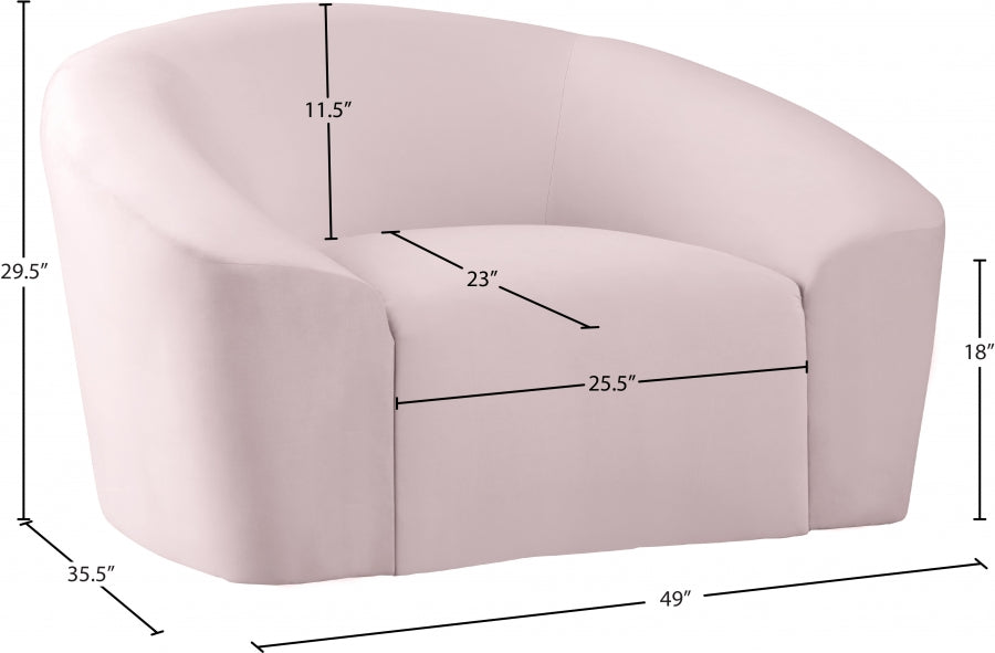 Riley Pink Velvet Chair from Meridian - Luna Furniture