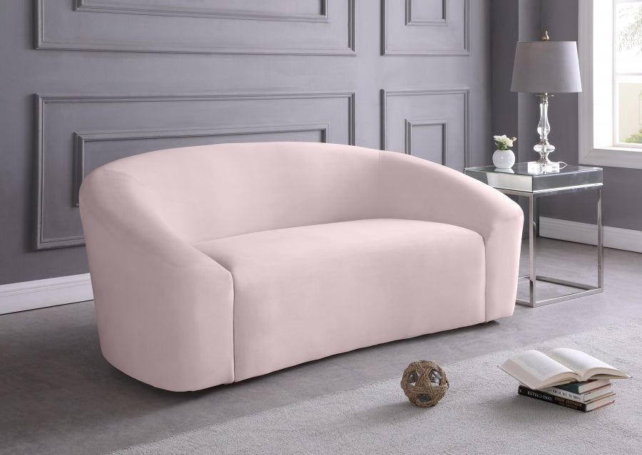 Riley Pink Velvet Loveseat from Meridian - Luna Furniture