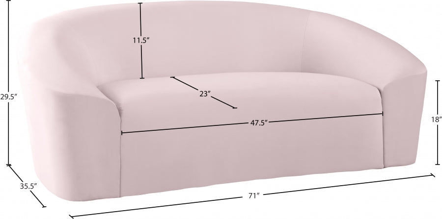 Riley Pink Velvet Loveseat from Meridian - Luna Furniture