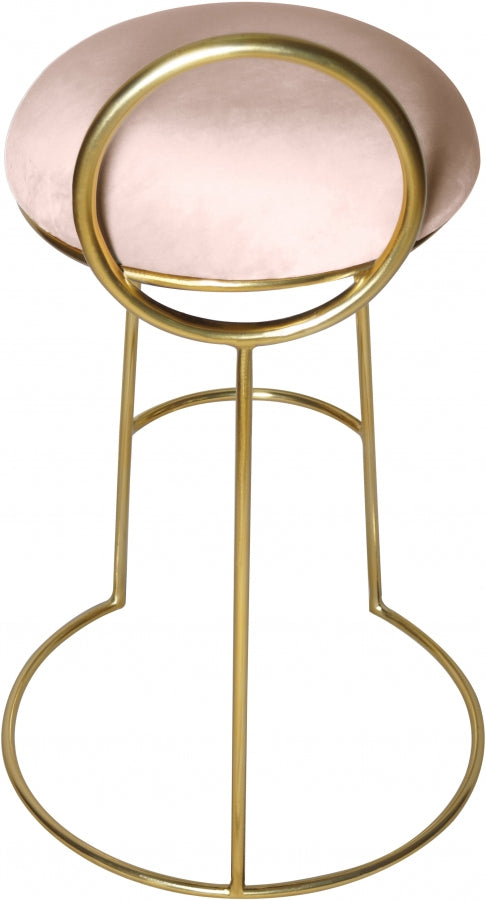 Ring Pink Velvet Counter Stool from Meridian - Luna Furniture