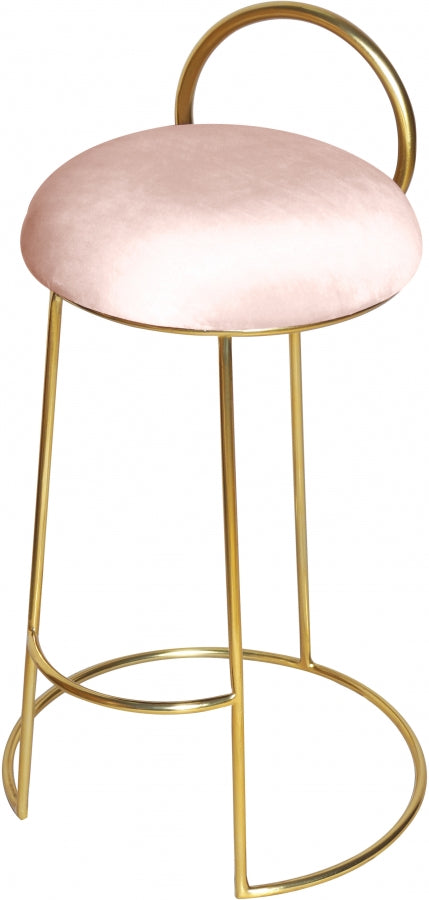 Ring Pink Velvet Counter Stool from Meridian - Luna Furniture