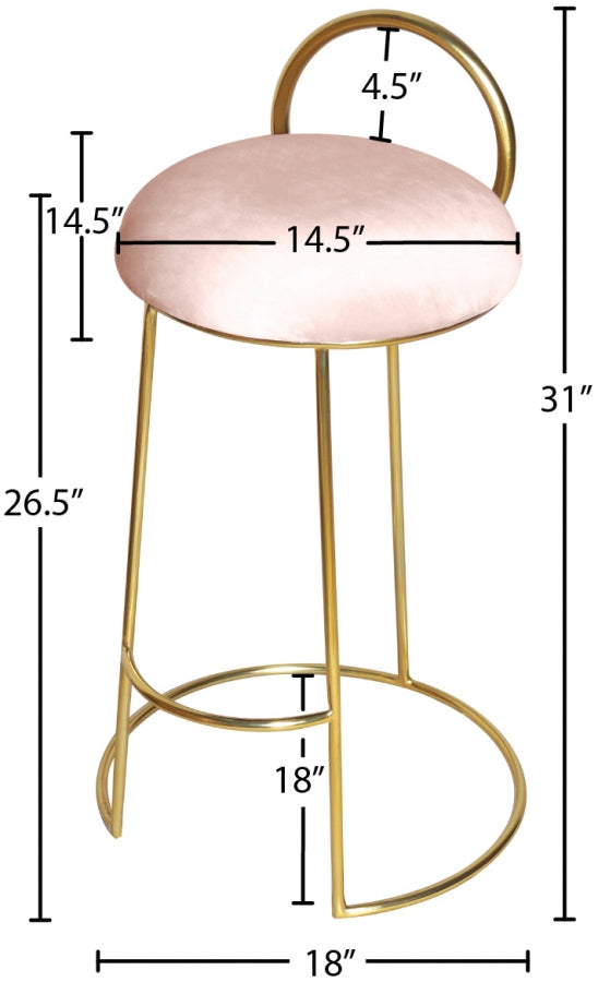 Ring Pink Velvet Counter Stool from Meridian - Luna Furniture