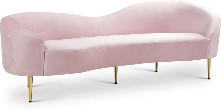 Ritz Pink Velvet Sofa from Meridian - Luna Furniture