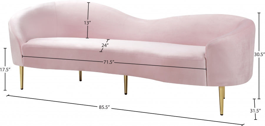 Ritz Pink Velvet Sofa from Meridian - Luna Furniture