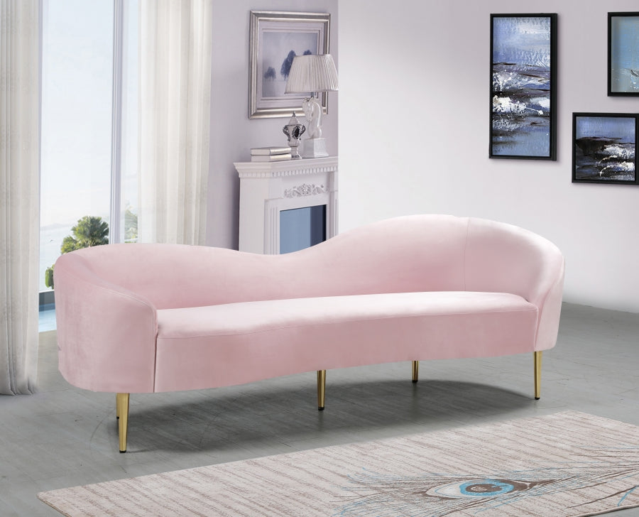 Ritz Pink Velvet Sofa from Meridian - Luna Furniture