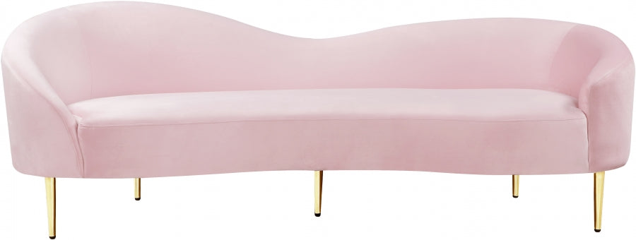 Ritz Pink Velvet Sofa from Meridian - Luna Furniture