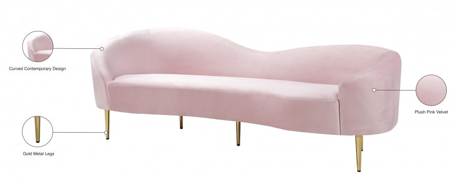 Ritz Pink Velvet Sofa from Meridian - Luna Furniture