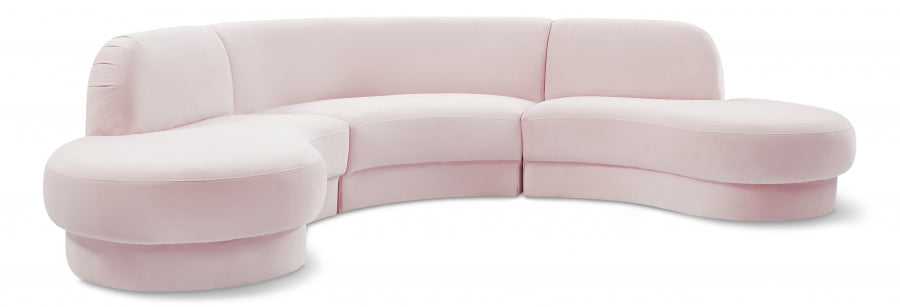 Rosa Pink Velvet 3pc. Sectional from Meridian - Luna Furniture