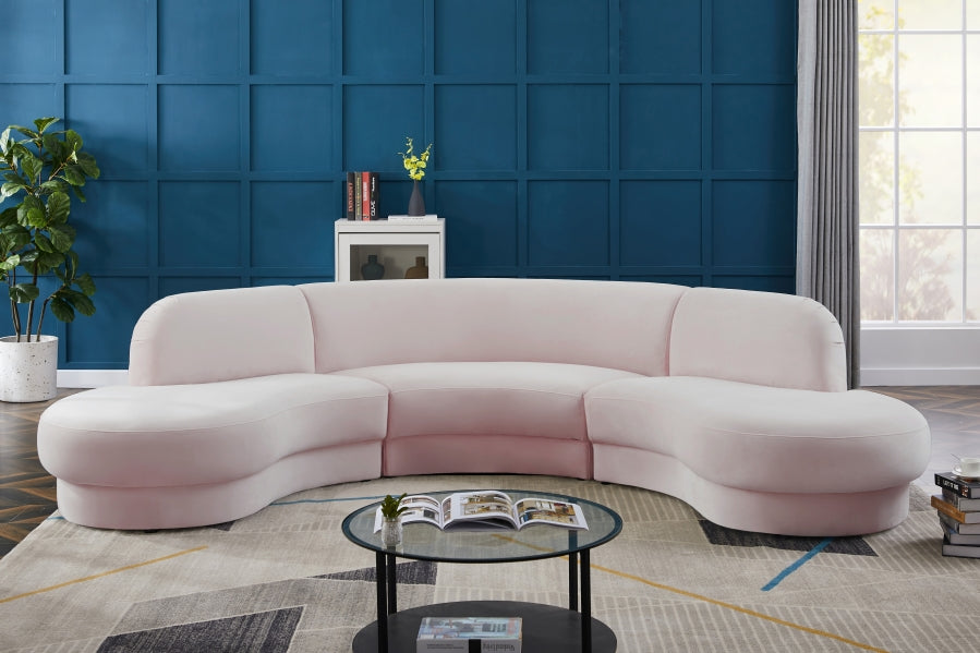 Rosa Pink Velvet 3pc. Sectional from Meridian - Luna Furniture