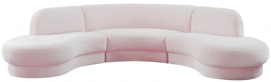 Rosa Pink Velvet 3pc. Sectional from Meridian - Luna Furniture