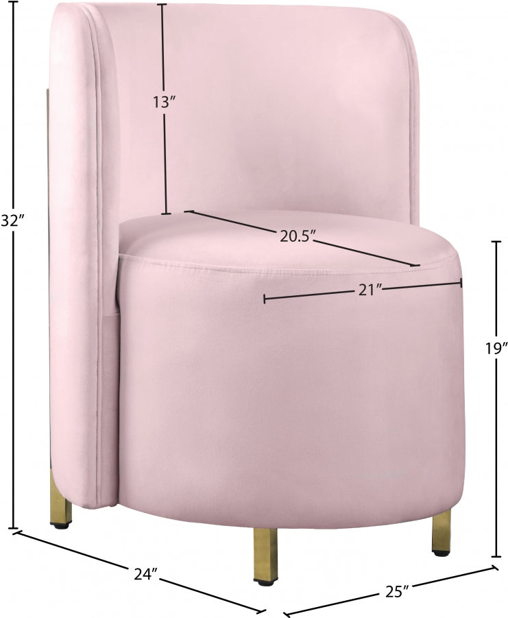 Rotunda Pink Velvet Chair from Meridian - Luna Furniture