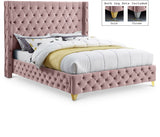 Savan Pink Velvet King Bed from Meridian - Luna Furniture