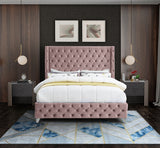 Savan Pink Velvet King Bed from Meridian - Luna Furniture