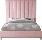 Via Pink Velvet Full Bed from Meridian - Luna Furniture