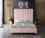 Via Pink Velvet Full Bed from Meridian - Luna Furniture