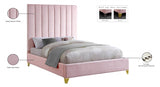 Via Pink Velvet Full Bed from Meridian - Luna Furniture